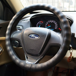 Оплетка на руль   Carlife  \&quot;Portofino\&quot; XL,  Чёрный/Чёрный (экокожа/косточка)