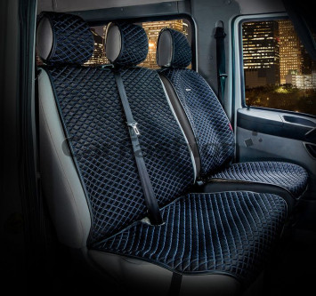 Накидка «PALERMO VAN»  Черный/Синий/Черный (капрон/экокожа)