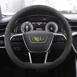 Оплетка на руль   Carlife  &quot;Alcantara&quot; М,  алькантара, белая основа, D-образная