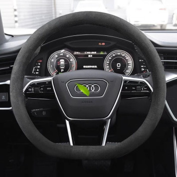 Оплетка на руль Carlife "Alcantara" М, алькантара, белая основа, D-образная