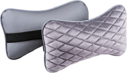 Подголовник-подушка &quot;CITY&quot;  темн.серый/темн.серый  (экокожа-велюр, ромб)  (компл.2шт)