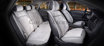 Комплект Накидок  «BARCELONA PLUS»  Тёмн.Серый/Серый/Серый  (велюр премиум класса/экокожа)