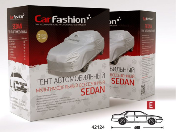 Тент автом.  CF &quot;CLASSIC  E&quot; SD &quot;L&quot;, серебр. 465см (молния двери водит.,окна вентил.,ремни  крепл)