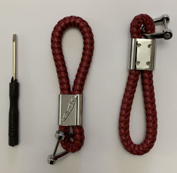 Брелок кожа плетенная  JAGUAR  Красный