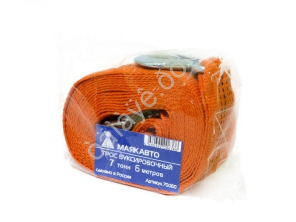 Трос буксировочный  &quot;M5&quot;  7.0 т,  6м, шириной 55мм с крюками