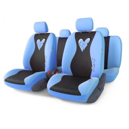 Набор чехлов Аutoprofi "GLAMOUR" полный к-т "голубой" велюр+сетч. ткань 13 предм.