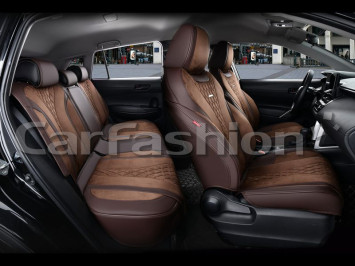 Чехлы «5D» PREMIUM каркасные «BUFFALO PLUS» Кофе/Кофе/Кофе (утопл.подгол./экокожа/нубук)