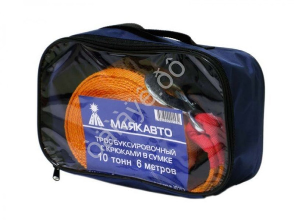 Трос буксировочный  \&quot;M5\&quot; 10 т,  6м, шириной 60мм с крюками