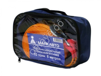 Трос буксировочный  &quot;M5&quot; 10 т,  6м, шириной 60мм с крюками