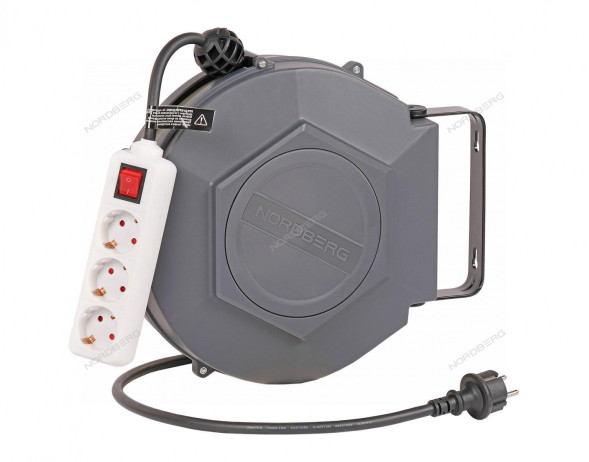 Удлинитель электрический NORDBERG 2510-1,5 на инерционной катушке (10 м, 3х1,5 мм) 