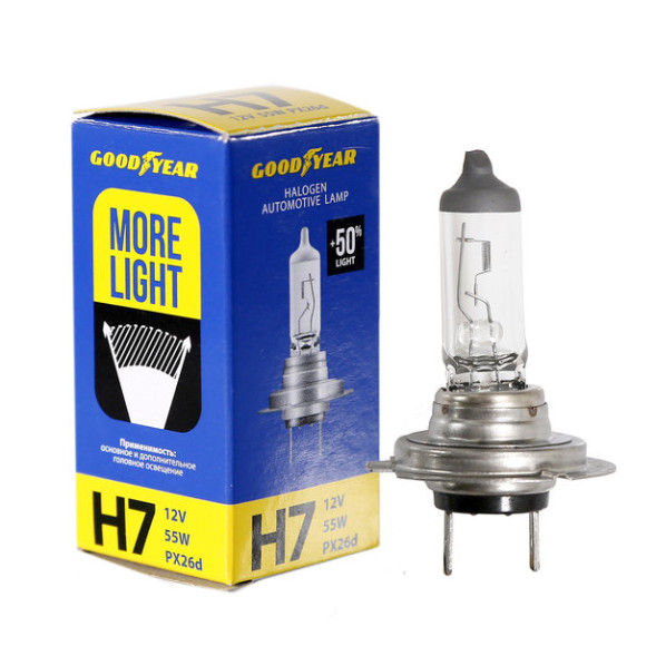 Автолампа GOODYEAR  12V  Н7  55W  PX26d  More Light +50%   (картон)