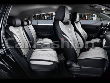 Чехлы «5D» PREMIUM каркасные «BUFFALO PLUS» Серый/Чёрный/Серый (утопл.подгол./экокожа/нубук)