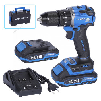 Шуруповерт аккумуляторный NORDBERG NE106K (Ø сверла до 13 мм, 21В, 70 Нм)