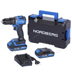 Шуруповерт аккумуляторный NORDBERG NE106K (Ø сверла до 13 мм, 21В, 70 Нм)