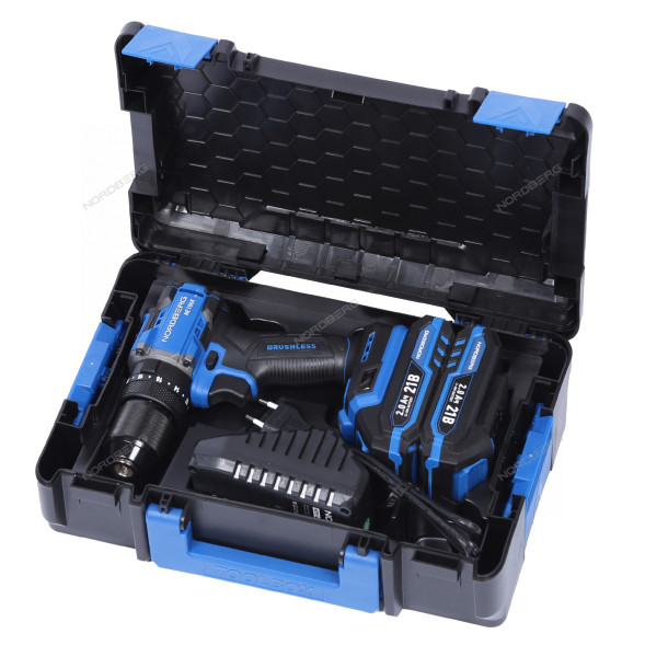 Шуруповерт аккумуляторный NORDBERG NE106K (Ø сверла до 13 мм, 21В, 70 Нм)