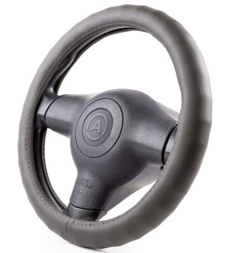 Оплетка на руль  Autoprofi &quot;LUXURY&quot;  1911 BK M  черный /ребристая/ кожа