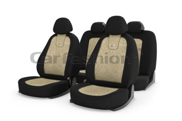 Чехлы  «COLOMBO»  Бежевый/Чёрный/Бежевый  (Алькантара)