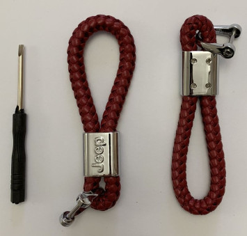 Брелок кожа плетенная  JEEP  Красный