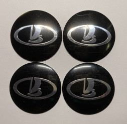 Этикетки на диски (метал)  диам. 56,5мм.  "LADA" черный  (4 шт.)