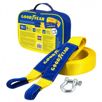 Динамическая стропа  &quot;GOODYEAR&quot; (рывковая) с шаклами 10 тонн, 8 метров, сумка