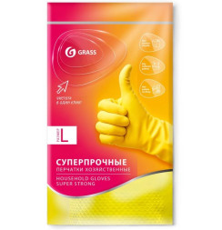 GRASS Перчатки хоз. латекс  (размер L)  желтые