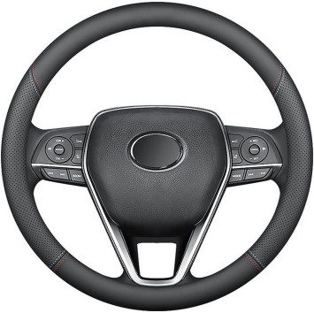 Оплетка на руль Carlife "Enna" М, Чёрный/Красный/Белый гладкая кожа с перфорацией