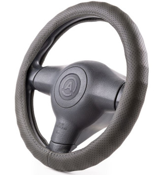 Оплетка на руль Autoprofi "LUXURY" 1912 BK M черный /ребристая/перфорация / кожа