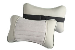 Подголовник-подушка &quot;MONACO&quot;  серый/серый/серый  (экокожа-велюр, полоса)  (компл.2шт)