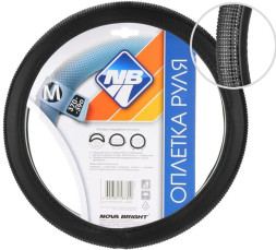 Оплетка на руль Nova Bright 48416 - М экокожа, черная с черными стразами