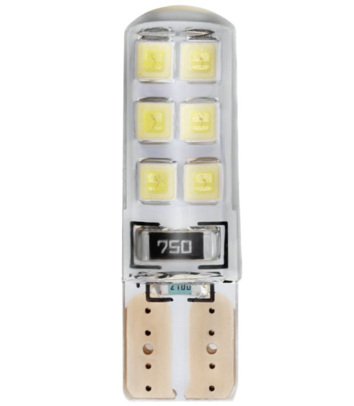 SOLAR  Свет-од  12V  T10 12 SMD W5W  W2.1x9.5d  белый Силикон