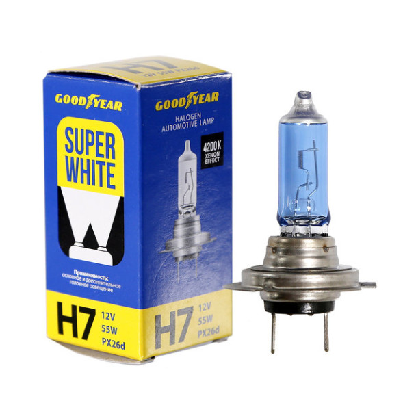 Автолампа GOODYEAR  12V  Н7  55W  PX26d  Super White  (картон)