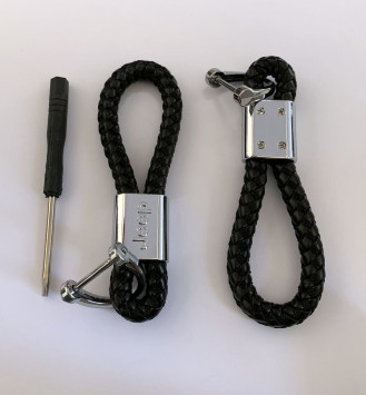 Брелок кожа плетенная  JEEP  Черный