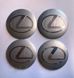 Этикетки на диски (метал)  диам. 56,5мм.  "LEXUS" серебро  (4 шт.)