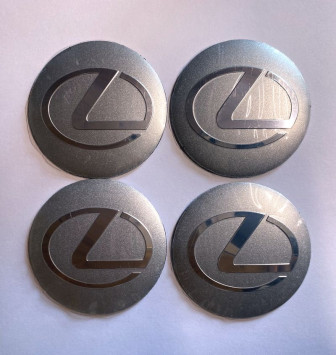 Этикетки на диски (метал)  диам. 56,5мм.  &quot;LEXUS&quot; серебро  (4 шт.)