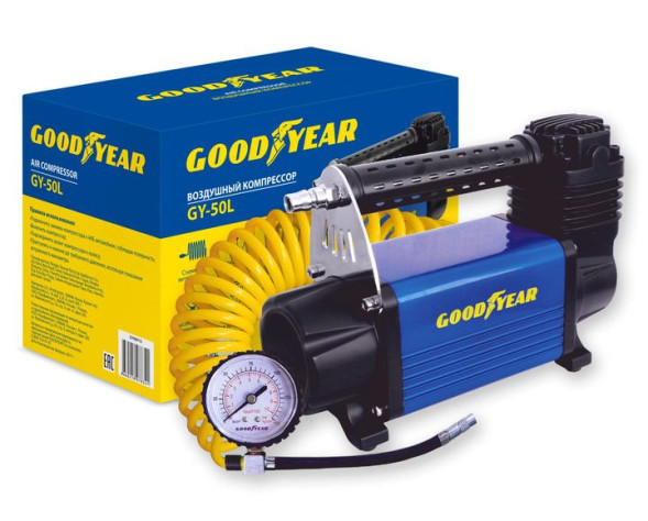 Компрессор GOODYEAR  GY 50L  10Атм /240Вт/50л/ клеммы/съёмный шланг/сумка