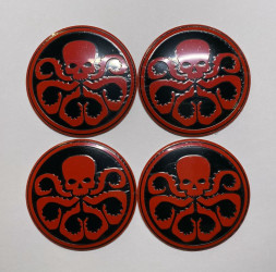 Этикетки на диски (метал)  диам. 56,5мм.  "MEDUZA" красный  (4 шт.)