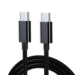 Кабель  Type-C - Type-C  (1.5м) 60W тканевый, черный