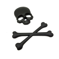 Наклейка 3D   Череп и кости (11x9см)  Черный