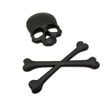 Наклейка 3D   Череп и кости (11x9см)  Черный