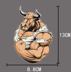 Наклейка "бык качок"  13x8,8см.