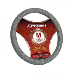 Оплетка на руль  Autoprofi &quot;LUXURY&quot;  800 GY M  серый /полностью. плетен /PU кожа