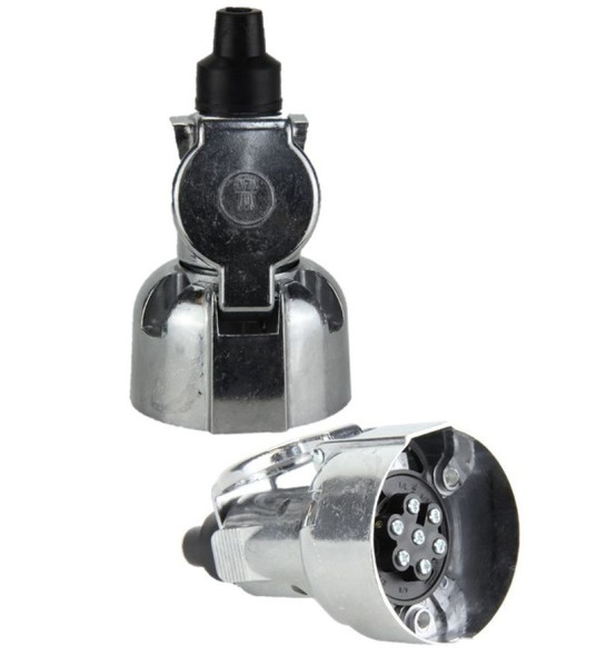 Разьём для прицепа розетка металл.12В 7-WAY алюминий (компл.:папа+мама)