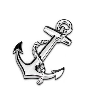 Наклейка 3D   Якорь (7,8x5,2см)  Хром