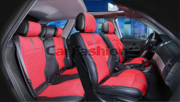 Комплект Накидок  «SECTOR PLUS»  Чёрный/Красный/Чёрный  (твид экстра-класса/экокожа)