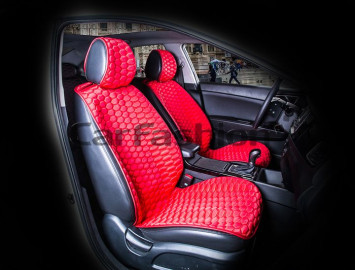 Накидки Фронт  «CARBON»  Красный/Красный/Красный  (полиэстер карбон/экокожа)