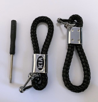 Брелок кожа плетенная  KIA  Черный