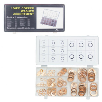Набор шайб медных,  150шт в кейсе  (6043)