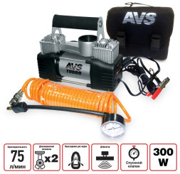 Компрессор  AVS  KS 750D  300Вт/10Атм/75л/двухпоршневой /шланг 4м/  клеммы