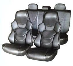 Авточехлы Экокожа Hyundai Solaris седан с 2010-2014г- черный (раздел.) PILOT RECARO