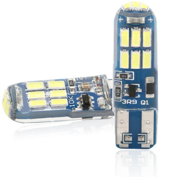 SOLAR  Свет-од  12V  T10 15 SMD 4014 W5W  W2.1x9.5d  белый Силикон